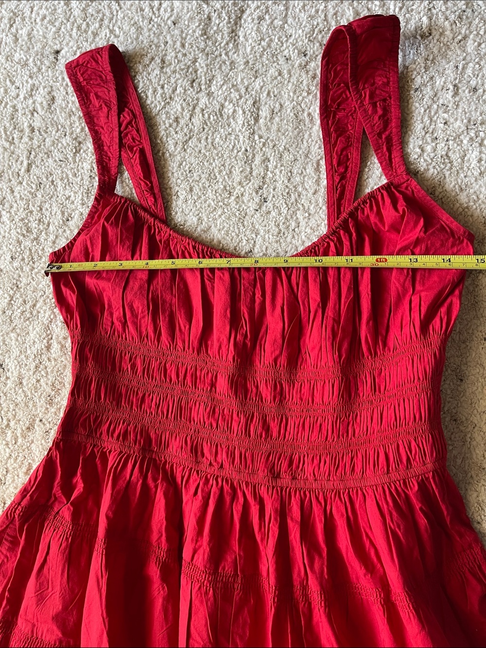 Doen Clover Red Dress Poplin Organic Cotton Tiered Sundress - Picture 14 of 15
